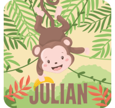 şube treni üzerinde asılı şirin bebek maymun - TenStickers