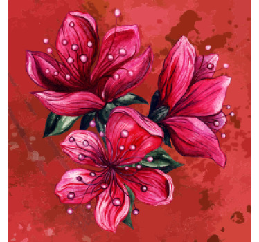 červené tažené květiny moderní vinylový nápojpodtácek - TenStickers