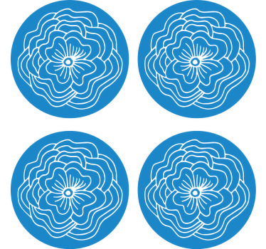 Mavi modern coaster ile siluet çiçek - TenStickers