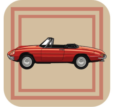 Cabriolet rød bil vintage coaster - TenStickers