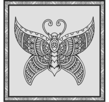 Svart mandala fjärils glasunderlägg - Tenstickers