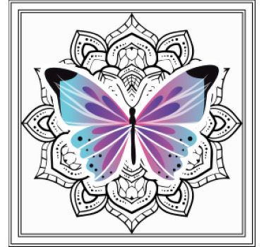 Papillons turquoise et dessous de verre mandala - TenStickers