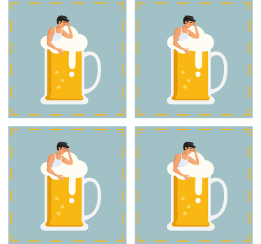 Chilling in bath pint beer mats - TenStickers