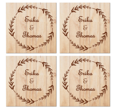 Træ olivengren bryllup coaster - TenStickers