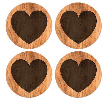 Hjerte med træ tekstur coaster - TenStickers