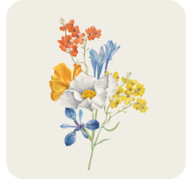 Dessous de verre vintage composition florale colorée - TenStickers