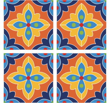 橙色花卉风格瓷砖杯垫 - TenStickers