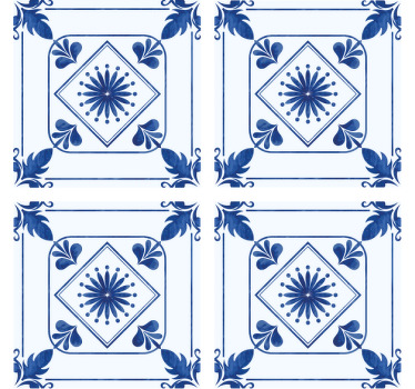 Blå blad underlag fliser - Tenstickers