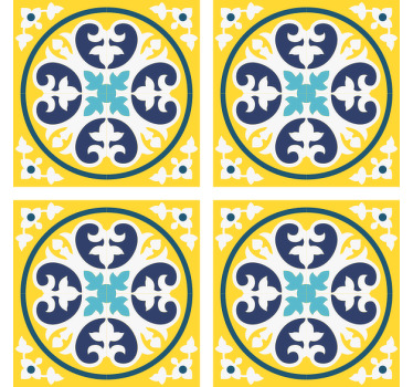 Posavasos azulejo Estilo marroquí amarillo y azul - TenVinilo