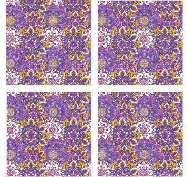 Moroccan style purple tones tile coasters - TenStickers