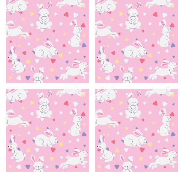 Hvide kaniner på lyserød baggrund moderne rutschebane - TenStickers