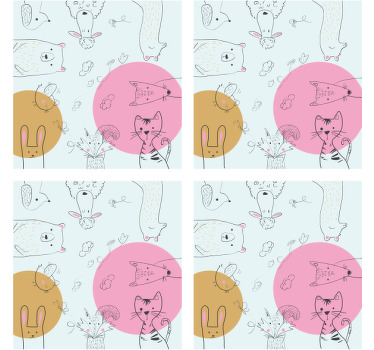 Bases para copos modernas Padrão animal preto e branco fofo - TenStickers