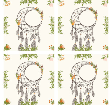 Posavasos moderno Atrapasueños con flores - TenVinilo