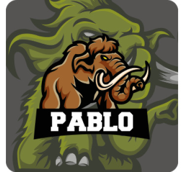 Mammut med namn personliga glasunderlägg - Tenstickers