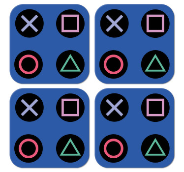 Sjov, farverig, playstation mønster, nørd coaster - TenStickers