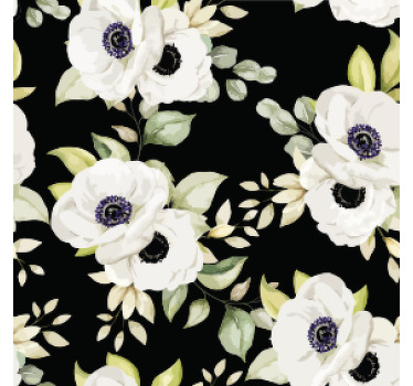 Posavasos vintage Rosas blancas fondo negro - TenVinilo