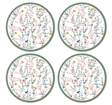 Sottobicchiere  personalizzato moderno Fiori da giardino sottili  - TenStickers