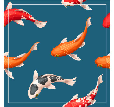 Koi fish pattern blue background modern coaster - TenStickers