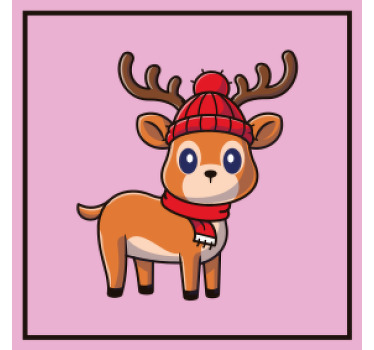 Posavasos navideño Diseño de reno bebé con nombre - TenVinilo