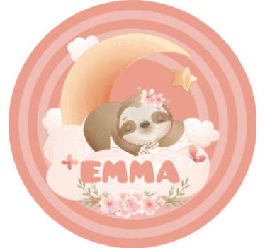 Untersetzer personalisiert Süße tiere faultier mit Namen - TenStickers