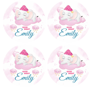 Cute elephant for girls personalised coasters - TenStickers