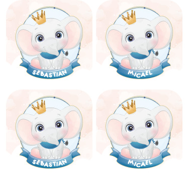 男孩名字个性化过山车的可爱大象 - TenStickers