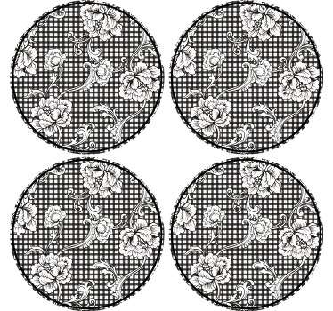 Vintage gingham μοτίβο vintage coaster - TenStickers