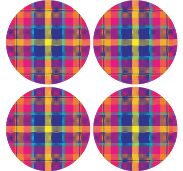 Posavasos vintage Patrón de cuadros de colores - TenVinilo