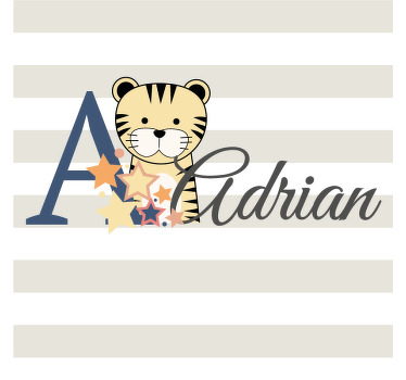 Søde dyr tiger med navn coasters - TenStickers