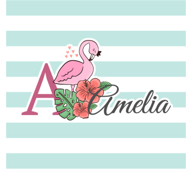 Cute animals flamingo with name coasters - TenStickers