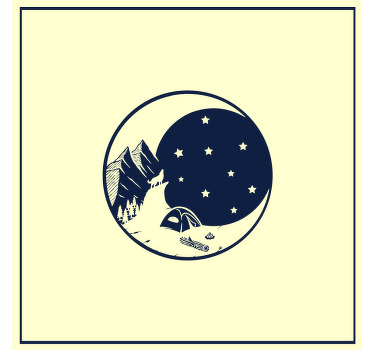 キャンプテントと山のコースターと月 - TENSTICKERS