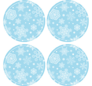 Posavasos navideño Copos de nieve blancos sobre azul - TenVinilo