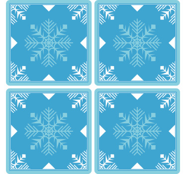 Posavasos navideño Copos de nieve tonos azules - TenVinilo