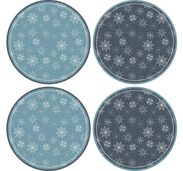 Sottobicchieri natalizi piatti con motivo a fiocco di neve - TenStickers