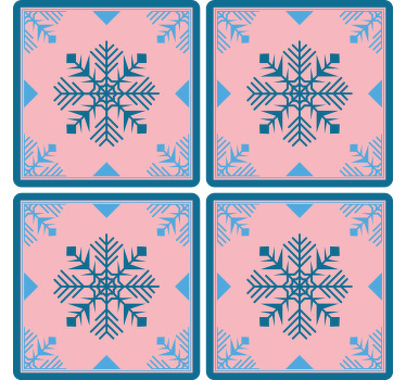 ροζ και μπλε νιφάδες χιονιού χριστουγεννιάτικο τουρνουά - TenStickers