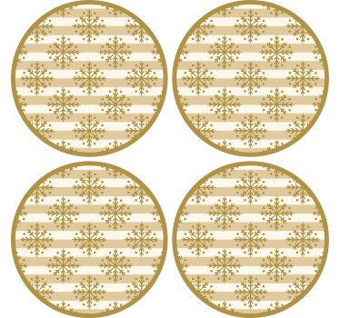 Podkładka pod kubek w paski złota śnieżynka - TenStickers