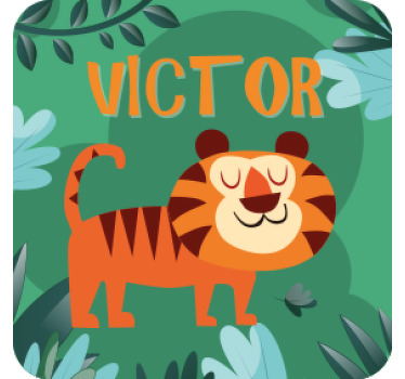 Personalisable coasters with a cheerful tiger design - TenStickers