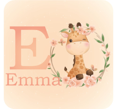 Søt sjiraff for jente med navn underlag tilpasset - Tenstickers
