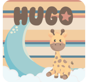 Cute giraffe for boy with name coasters - TenStickers
