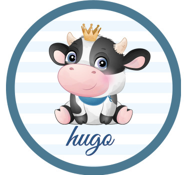 Sød ko til dreng med navneunderlag - TenStickers