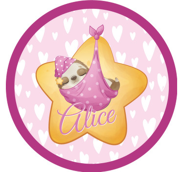 Cute sloth for girl with name coasters - TenStickers