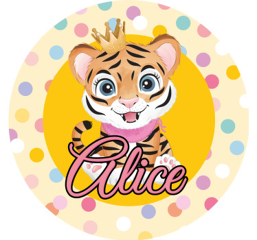 Cute tiger for girl with name coasters - TenStickers