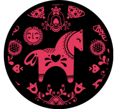 Ilustração folclórica do cavalo mais bases para copos - TenStickers