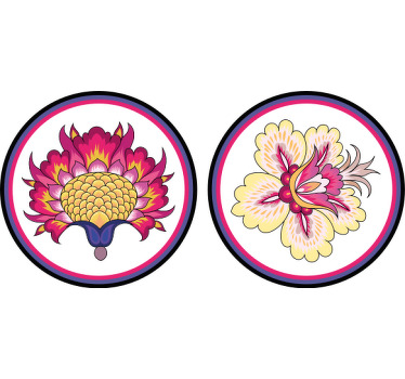 Ohut vuorattu etninen kansantaide vintage lasinalunen - Tenstickers