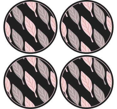Posavasos moderno Hojas de bosque rosa y gris - TenVinilo