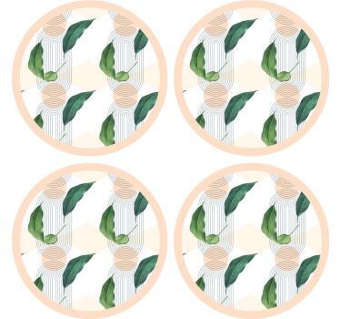 Grønt blad med abstrakt pink moderne rutschebane - TenStickers