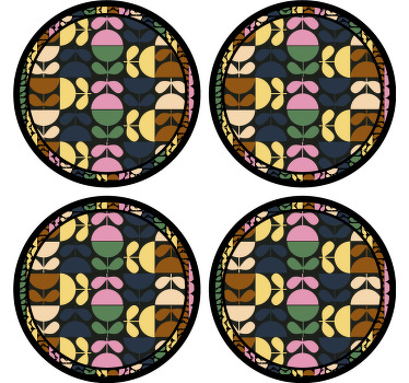 Posavasos de flores de copa de colores - TenVinilo