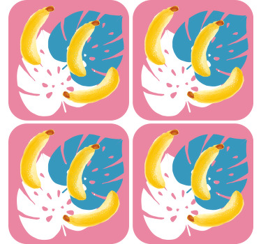 Posavasos vintage Plátano sobre fondo rosa - TenVinilo