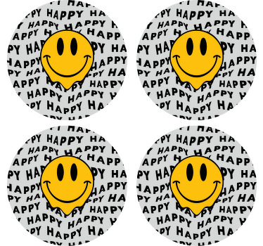 Grote smiley happy face vintage onderzetter - TenStickers