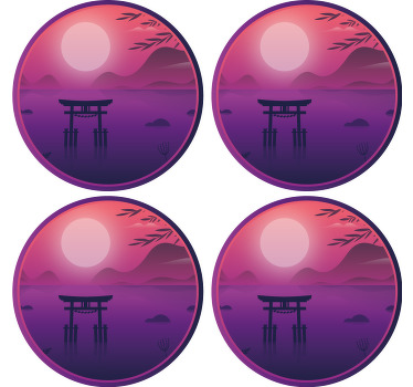 Japonská fialová krajina vinobranípodtácek - TenStickers